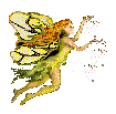 A gif of a pixel-y fairy with glitter coming out of her hands.